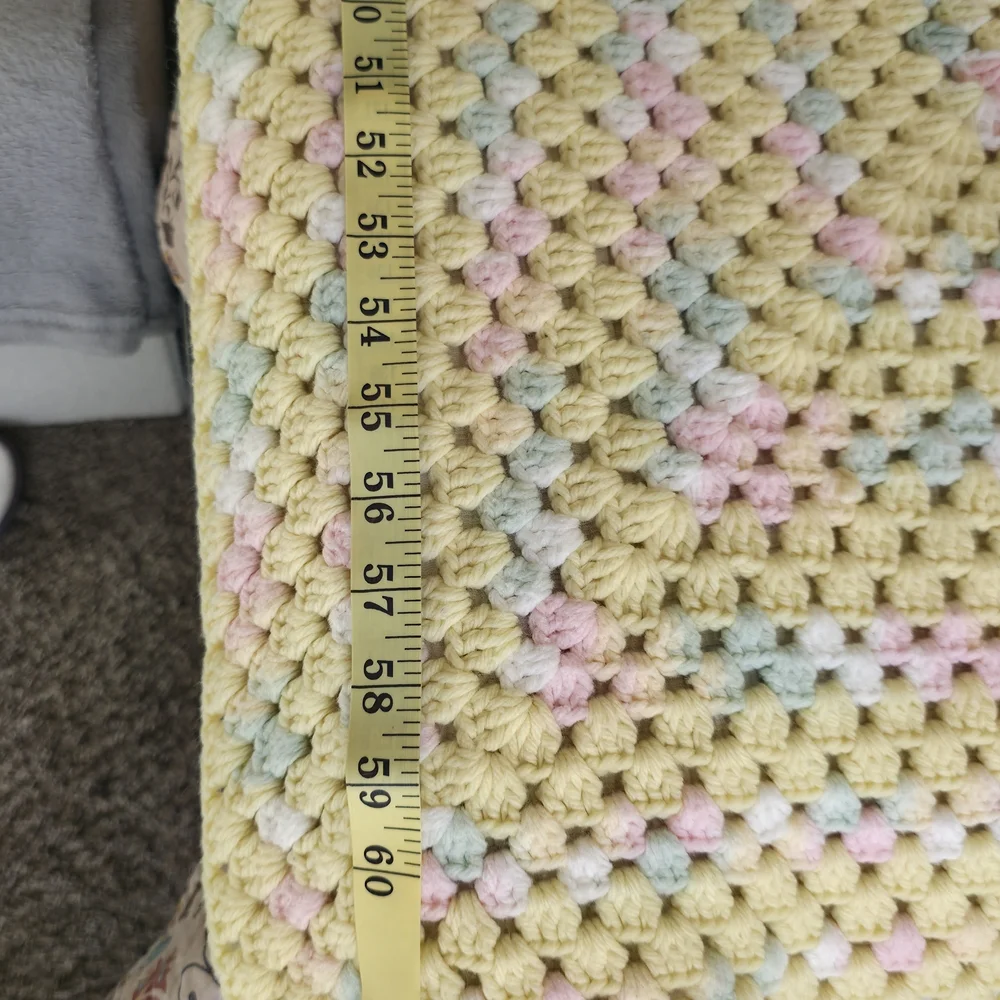 Vintage Crochet Blanket Cottagecore Heirloom Throw Pastel Granny Baby Room